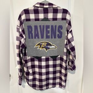 Baltimore RAVENS NFL football upcycled flannel shirt 2X